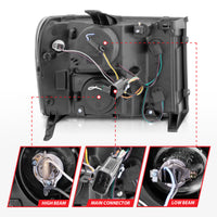 ANZO 2007-2013 GMC Sierra 1500 Projector Headlights w/ Halo Black - Burkken Auto Parts