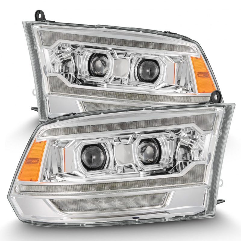 AlphaRex 09-18 Dodge Ram 2500 LUXX LED Proj Headlights Plank Style Chrm w/Activ Light/Seq Signal/DRL - Burkken Auto Parts