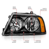 ANZO 2003-2006 Lincoln Navigator Crystal Headlights Black - Burkken Auto Parts
