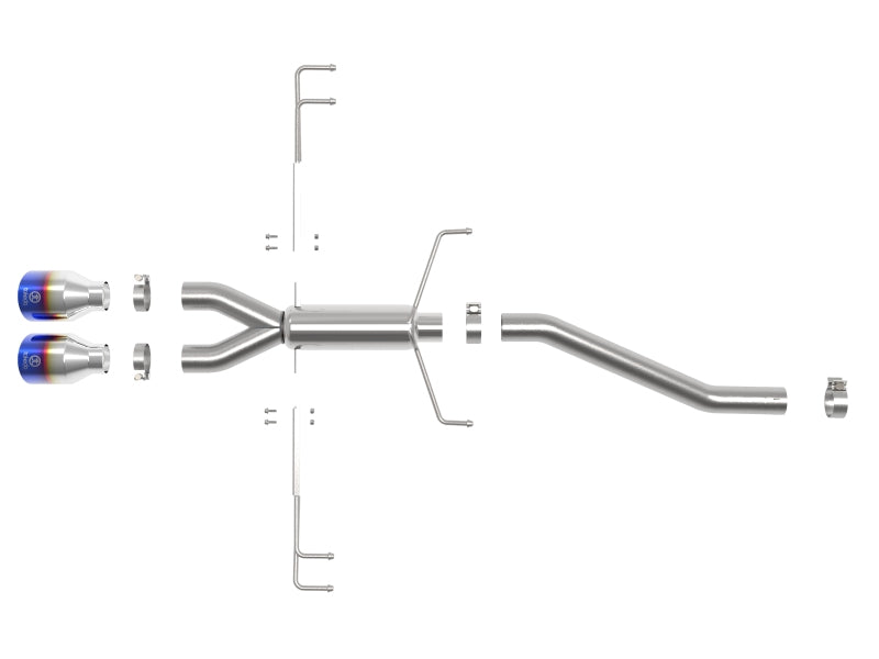 aFe Takeda 2.5in 304SS Axle-Back Exhaust System 17-19 Honda Civic Type R L4-2.0L (t) - BL Flame Tip - Burkken Auto Parts