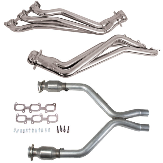 BBK 11-14 Ford Mustang V6 1-3/4 Long Tube Headers w/High Flow Catted X-Pipe (Silver Ceramic) - Burkken Auto Parts