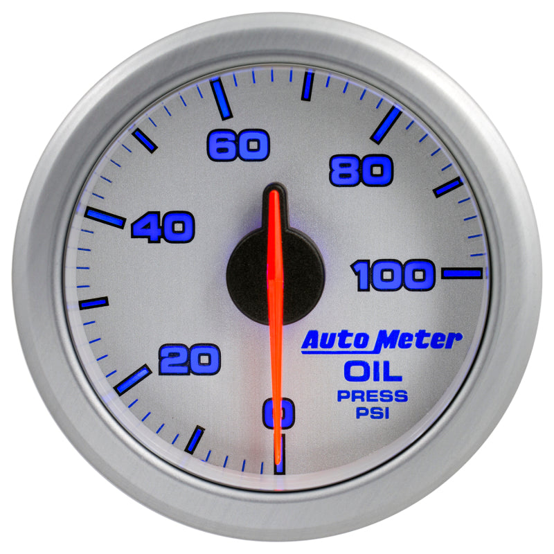 Autometer Airdrive 2-1/6in Oil Pressure Gauge 0-100 PSI - Silver - Burkken Auto Parts