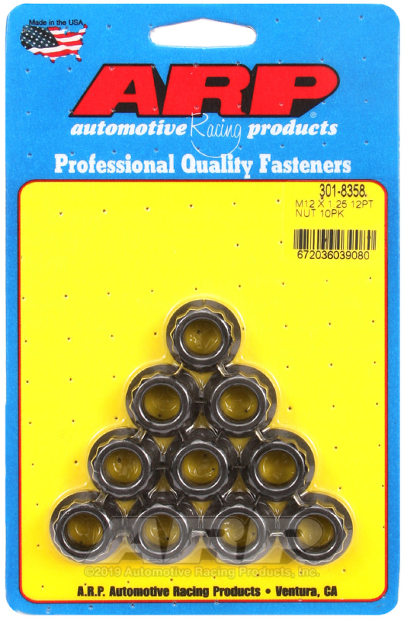 ARP M12 x 1.25 12-Point Nut Kit (Pack of 10) - Burkken Auto Parts