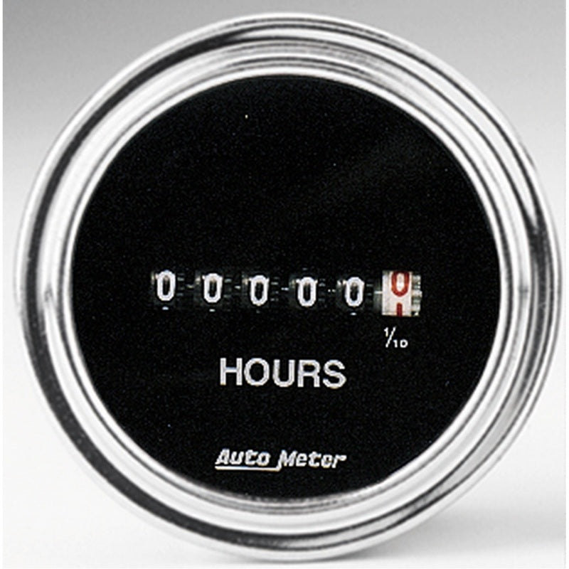 Autometer Traditional Chrome 52mm 100k Short Sweep Electronic Hourmeter - Burkken Auto Parts