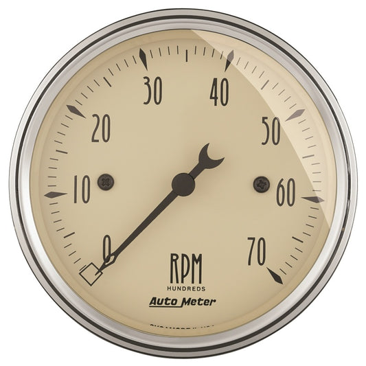 Autometer 3-1/8in Antique Beige In-Dash 7K RPM Tachometer Gauge - Burkken Auto Parts