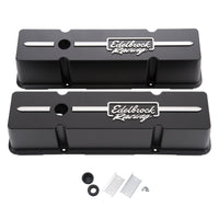 Edelbrock Valve Cover Racing Series Chevrolet 1959-1986 262-400 CI V8 Tall Black - Burkken Auto Parts