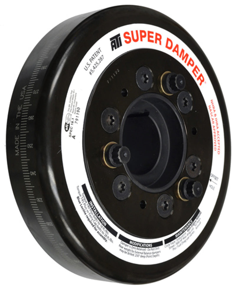 ATI Damper - 7.074in - Steel - Chevy BB - Chevy Front 6 Bolt - w/Blower - 2nd 1/4 Key - 3 Ring - 1Pc - Burkken Auto Parts