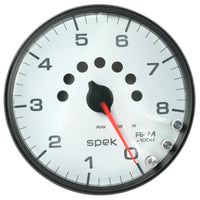 Autometer Spek-Pro Gauge Tachometer 5in 8K Rpm W/Shift Light & Peak Mem White/Black - Burkken Auto Parts