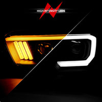 ANZO 2016-2017 Toyota Tacoma Projector Headlights w/ Plank Style Switchback Black w/ Amber - Burkken Auto Parts