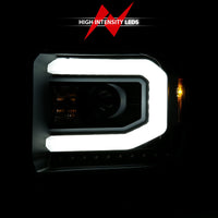 ANZO 2014-2015 GMC Sierra 1500 Projector Headlights w/ Light Bar Black Housing (Halogen Type) - Burkken Auto Parts