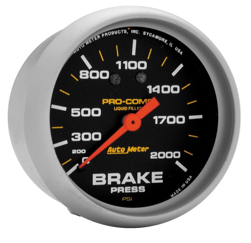 AutoMeter Gauge Brake Press 2-5/8in. 2000PSI Liquid Filled Mech Pro-Comp - Burkken Auto Parts