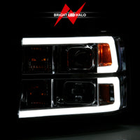ANZO 2007-2013 GMC Sierra 1500 Projector Headlight Plank Style Chrome w/ Clear Lens Amber - Burkken Auto Parts