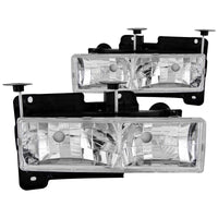 ANZO 1988-1998 Chevrolet C1500 Crystal Headlights Chrome w/o Bulbs - Burkken Auto Parts