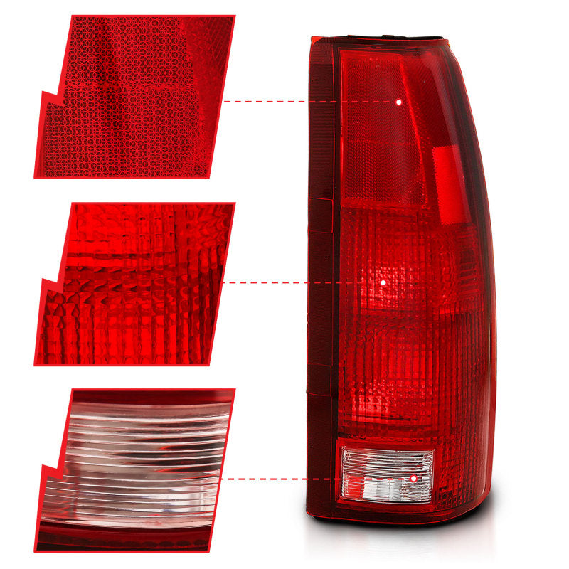 ANZO 1988-1999 Chevy C1500 Taillight Red/Clear Lens (OE Replacement) - Burkken Auto Parts