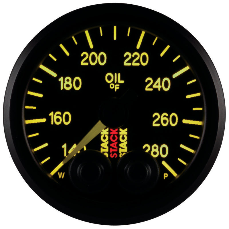 Autometer Stack Instruments 52mm 140-280 Deg F 1/8in NPTF Male Pro Control Oil Temp Gauge - Black - Burkken Auto Parts