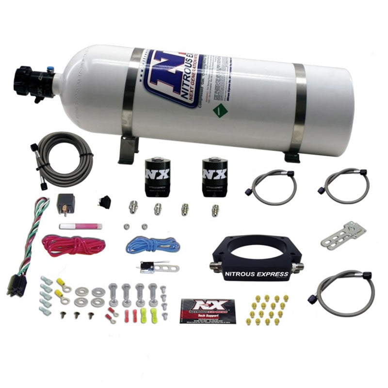 Nitrous Express GM LS 102mm Nitrous Plate Kit (50-400HP) w/15lb Bottle - Burkken Auto Parts