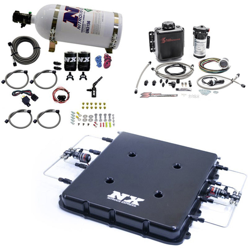 Nitrous Express Nitrous & Water Injection Kit w/Billet LT4 Supercharger Lid w/10lb Bottle - Burkken Auto Parts