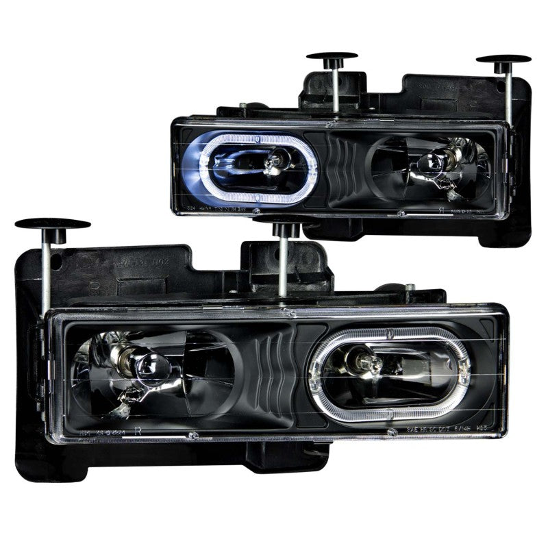 ANZO 1988-1998 Chevrolet C1500 Crystal Headlights Black w/ Halo - Burkken Auto Parts
