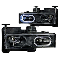 ANZO 1988-1998 Chevrolet C1500 Crystal Headlights Black w/ Halo - Burkken Auto Parts