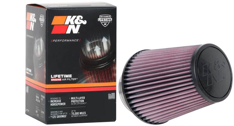 K&N Universal Clamp-On Air Filter 4in FLG / 6-1/2in B / 4-1/2in T / 7in H - Burkken Auto Parts