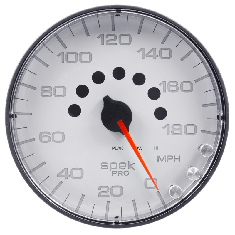 Autometer Spek-Pro Gauge Speedometer 5in 180 Mph Elec. Programmable White/Black - Burkken Auto Parts