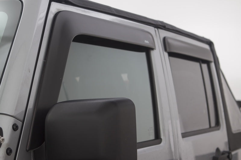AVS 07-18 Jeep Wrangler Unlimited Ventvisor & Aeroskin Deflector Combo Kit - Matte Black - Burkken Auto Parts