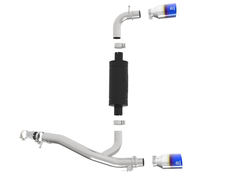 aFe Takeda 3in 304 SS Axle-Back Exhaust System w/ Blue Flame Tip 16-18 Ford Focus RS 2.3L (t) - Burkken Auto Parts