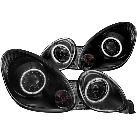 ANZO 1998-2005 Lexus Gs300 Projector Headlights w/ Halo Black - Burkken Auto Parts
