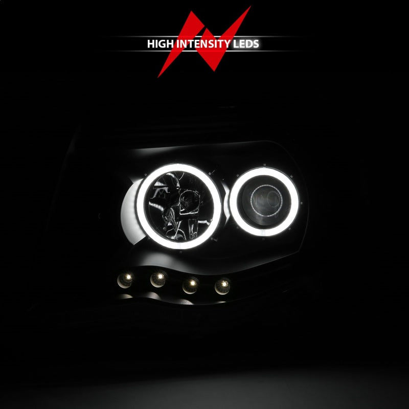 ANZO 2005-2011 Toyota Tacoma Projector Headlights w/ Halo Black - Burkken Auto Parts