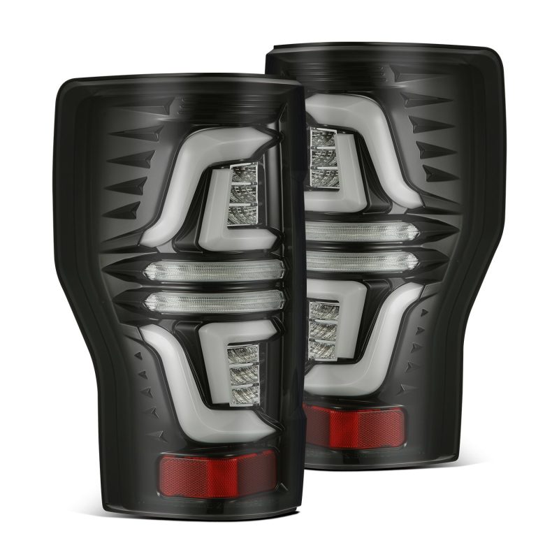 AlphaRex 17-19 Ford F250 Super Duty PRO-Series LED Tail Lights Jet Black (w/o Blind Spot Sensor) - Burkken Auto Parts