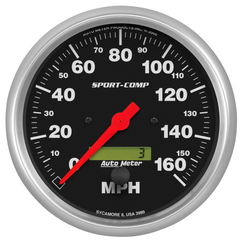Autometer Sport-Comp 5 inch 160 MPH Electronic Speedometer Gauge w/LCD Odometer - Burkken Auto Parts