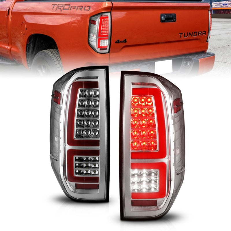 ANZO 2014-2021 Toyota Tundra LED Taillights Chrome Housing/Clear Lens - Burkken Auto Parts