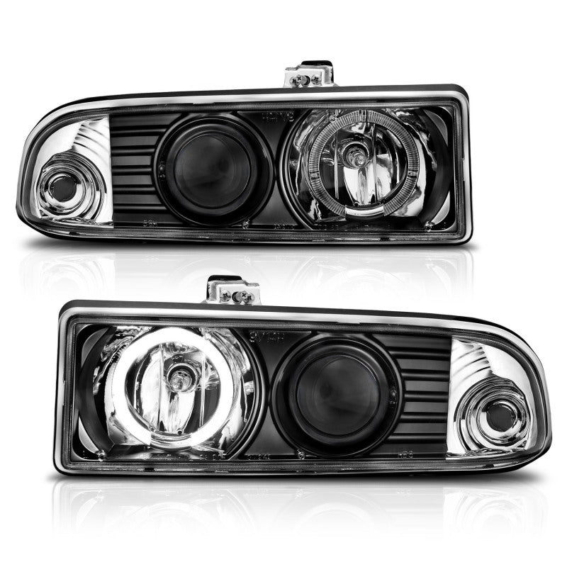 ANZO 1998-2005 Chevrolet S-10 Projector Headlights w/ Halo Black - Burkken Auto Parts