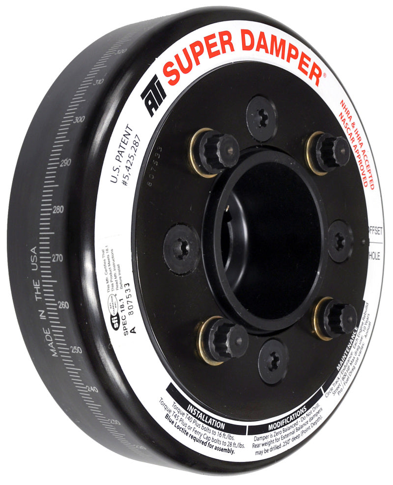 ATI Damper - 6.325in - Steel - Ford SB & 6 Cyl - 4 Bolt OEM - 3.35in Long - C-Timing - 3 Ring - Burkken Auto Parts