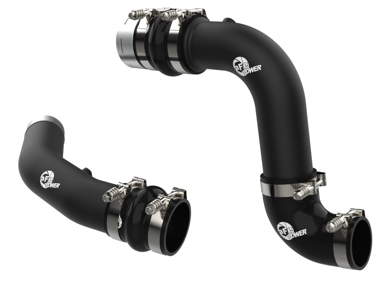 aFe 23-24 Ford Diesel Trucks V8-6.7L (td) BladeRunner Aluminum Hot and Cold Charge Pipe Kit - Black - Burkken Auto Parts