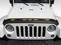 AVS 2007-2018 Jeep Wrangler JK Aeroskin Low Profile Hood Shield w/ Lights - Black - Burkken Auto Parts