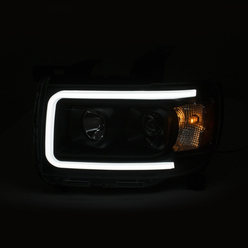 ANZO 2015+ GMC Canyon Projector Headlights w/ Plank Style Design Black w/ Amber - Burkken Auto Parts