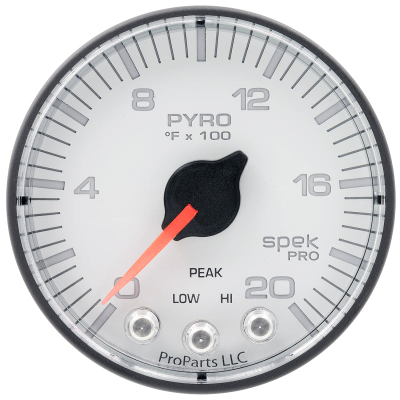 Autometer Spek-Pro Gauge Pyro. (Egt) 2 1/16in 2000f Stepper Motor W/Peak & Warn Wht/Blk - Burkken Auto Parts