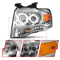 ANZO 2007-2014 Ford Expedition Projector Headlights Chrome - Burkken Auto Parts