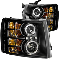 ANZO 2007-2013 Chevrolet Silverado 1500 Projector Headlights w/ Halo Black - Burkken Auto Parts