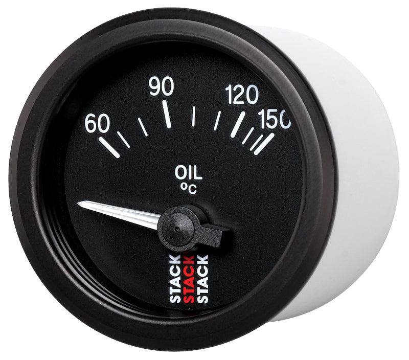 Autometer Stack 52mm 60-150 Deg C M10 Male Electric Oil Temp Gauge - Black - Burkken Auto Parts