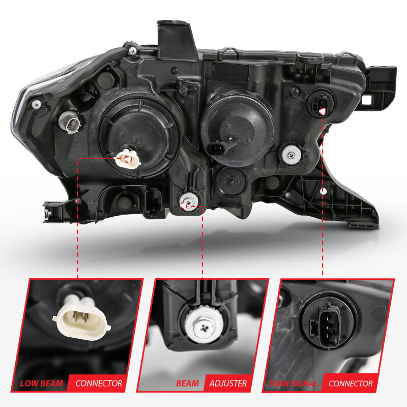 ANZO 2016-2017 Toyota Tacoma Projector Headlights w/ Plank Style Switchback Black w/ Amber - Burkken Auto Parts