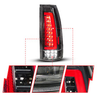 ANZO 88-99 Chevy/GMC C/K1500/2500/3500 Full LED Light Tube Taillights Black Housing Clear Lens - Burkken Auto Parts