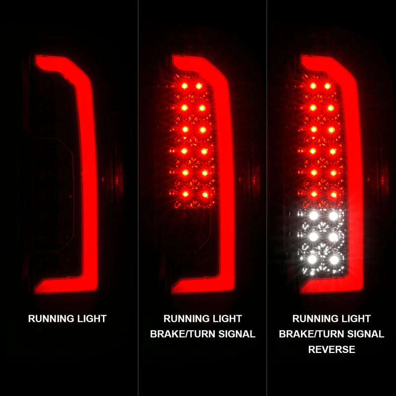 ANZO 15-21 GMC Canyon Full LED Taillights w/ Red Lightbar Black Housing/Clear Lens - Burkken Auto Parts