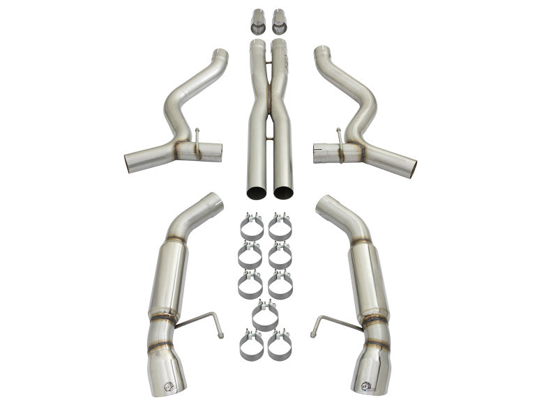 aFe MACHForce XP 3in Aggressive Toned Cat-Back Exhausts w/ Polished Tips 15-17 Ford Mustang V6/V8 - Burkken Auto Parts