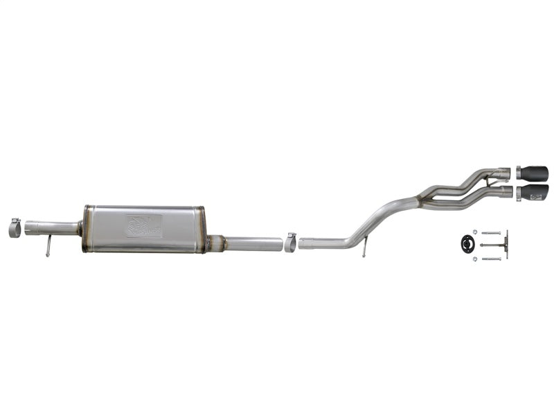 aFe Rebel Series Cat-Back 2.5in Dual Center Exit SS Exhaust w/ Black Tips 07-14 Jeep Wrangler V6 - Burkken Auto Parts