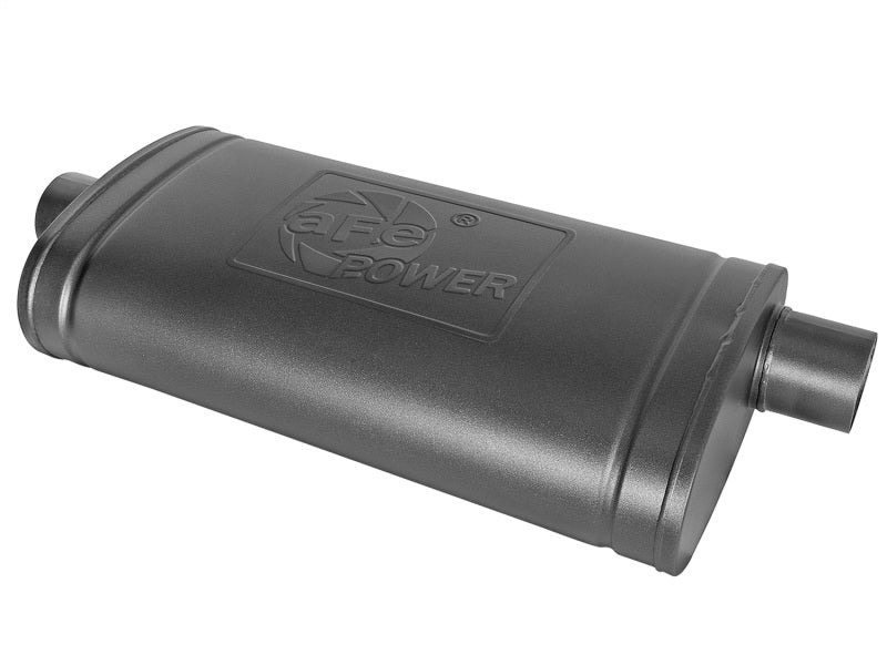 aFe MACH Force-Xp 409 SS Muffler w/ Black Finish 3in Center/Offset 22in L x 11in x 5in - Oval Body - Burkken Auto Parts