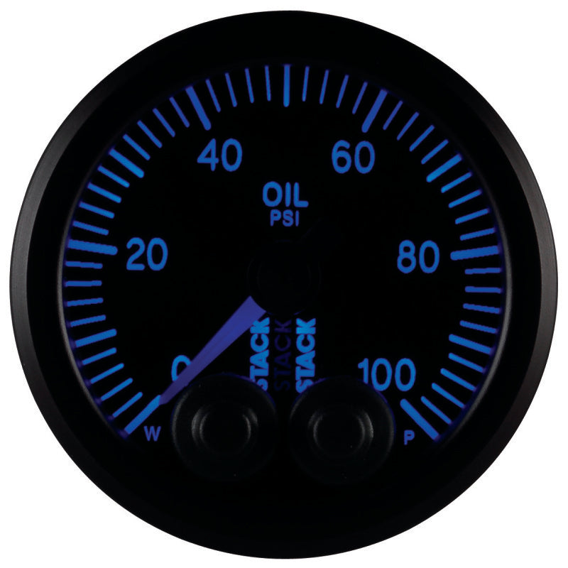 Autometer Stack Instruments Pro Control 52mm 0-100 PSI Oil Pressure Gauge - Black (1/8in NPTF Male) - Burkken Auto Parts