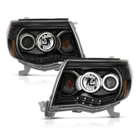 ANZO 2005-2011 Toyota Tacoma Projector Headlights w/ Halo Black - Burkken Auto Parts