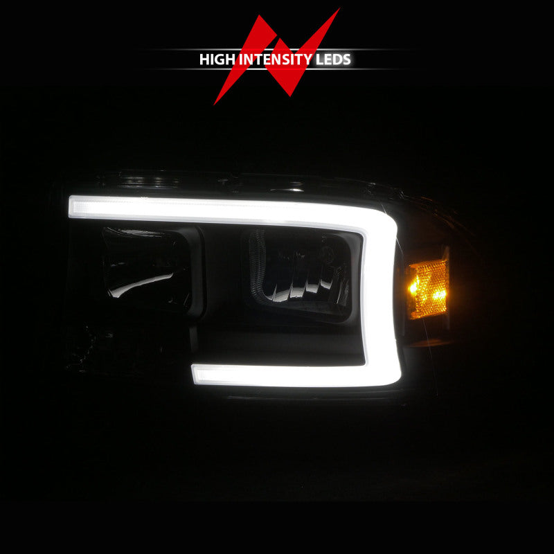 ANZO 97-04 Dodge Dakota/Durango Crystal headlight Set w/ Light Bar Black Housing - Burkken Auto Parts